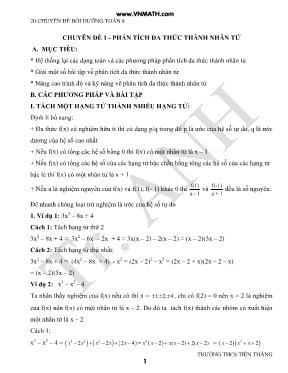 Chuyên đề 1 Phấn tích đa thức thành nhân tử
